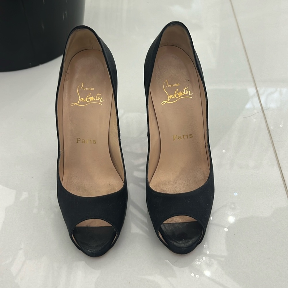 Christian Louboutin Black Satin high heels